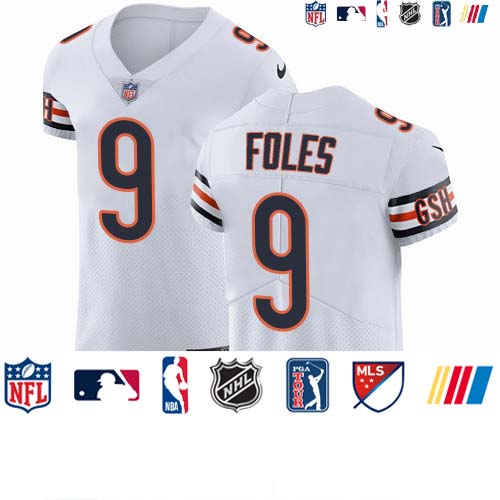 Personalized Bears #9 Nick Foles White Men’s Stitched NFL New Elite Jersey