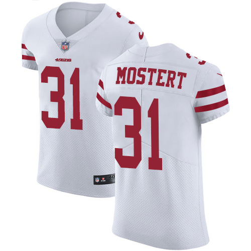 Personalized 49ers #31 Raheem Mostert White Men’s Stitched NFL New Elite Jersey