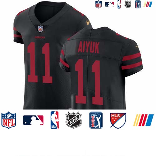 Personalized 49ers #11 Brandon Aiyuk Black Alternate Men’s Stitched NFL New Elite Jersey