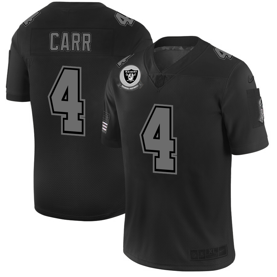 Personalized Raiders #4 Derek Carr Men’s Black 2019 Salute to Service Limited Stitched NFL Jersey