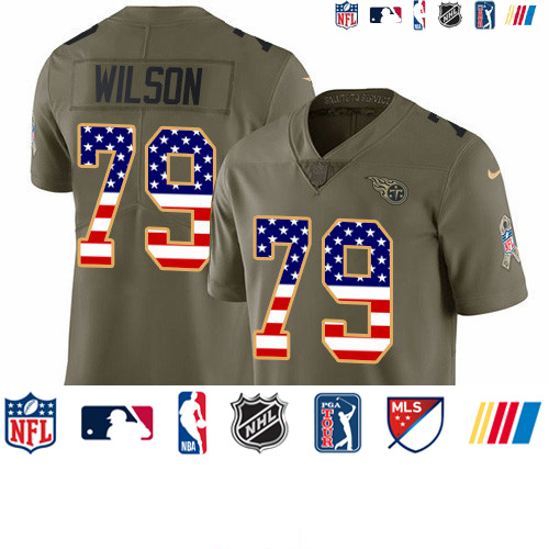 Personalized Titans #79 Isaiah Wilson Olive USA Flag Men’s Stitched NFL Limited 2017 Salute To Service Jersey