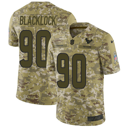Personalized Texans #90 Ross Blacklock Camo Men’s Stitched NFL Limited 2018 Salute To Service Jersey