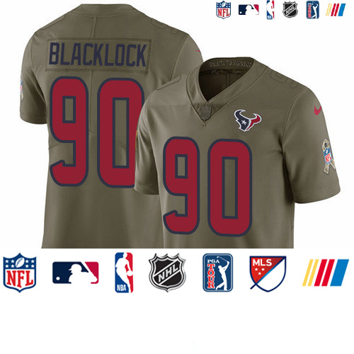 Personalized Texans #90 Ross Blacklock Olive Men’s Stitched NFL Limited 2017 Salute To Service Jersey