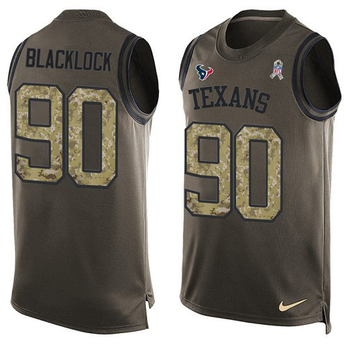 Personalized Texans #90 Ross Blacklock Green Men’s Stitched NFL Limited Salute To Service Tank Top Jersey