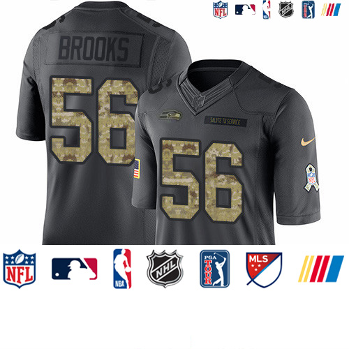 Personalized Seahawks #56 Jordyn Brooks Black Men’s Stitched NFL Limited 2016 Salute to Service Jersey
