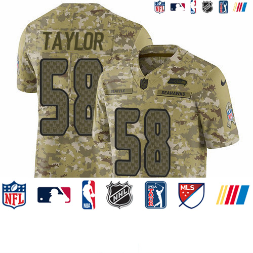 Personalized Seahawks #58 Darrell Taylor Camo Men’s Stitched NFL Limited 2018 Salute To Service Jersey