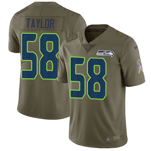 Personalized Seahawks #58 Darrell Taylor Olive Men’s Stitched NFL Limited 2017 Salute To Service Jersey