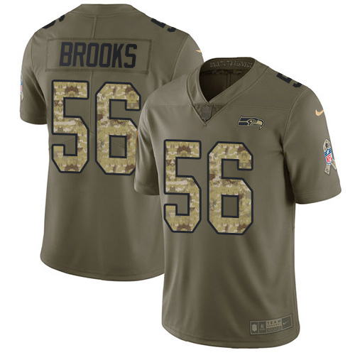 Personalized Seahawks #56 Jordyn Brooks Olive Camo Men’s Stitched NFL Limited 2017 Salute To Service Jersey