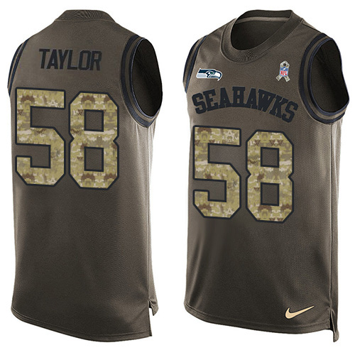 Personalized Seahawks #58 Darrell Taylor Green Men’s Stitched NFL Limited Salute To Service Tank Top Jersey