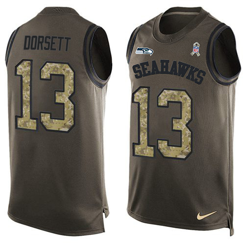 Personalized Seahawks #13 Phillip Dorsett Green Men’s Stitched NFL Limited Salute To Service Tank Top Jersey