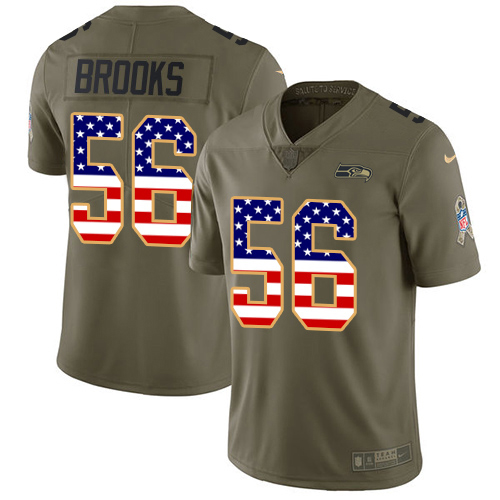 Personalized Seahawks #56 Jordyn Brooks Olive USA Flag Men’s Stitched NFL Limited 2017 Salute To Service Jersey