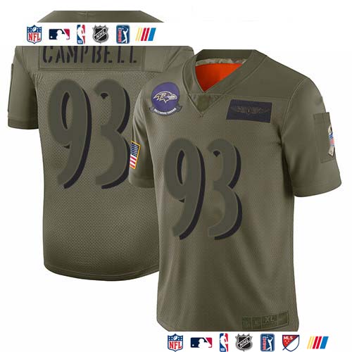 Personalized Ravens #93 Calais Campbell Camo Men’s Stitched NFL Limited 2019 Salute To Service Jersey