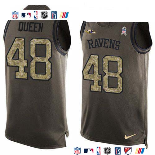 Personalized Ravens #48 Patrick Queen Green Men’s Stitched NFL Limited Salute To Service Tank Top Jersey