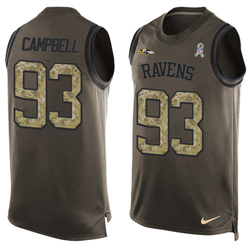 Personalized Ravens #93 Calais Campbell Green Men’s Stitched NFL Limited Salute To Service Tank Top Jersey