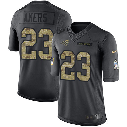 Personalized Rams #23 Cam Akers Black Men’s Stitched NFL Limited 2016 Salute to Service Jersey