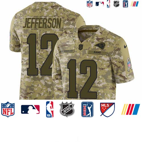 Personalized Rams #12 Van Jefferson Camo Men’s Stitched NFL Limited 2018 Salute To Service Jersey