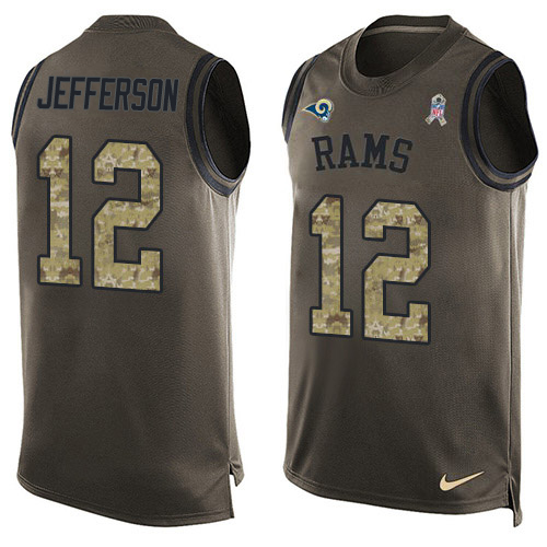 Personalized Rams #12 Van Jefferson Green Men’s Stitched NFL Limited Salute To Service Tank Top Jersey