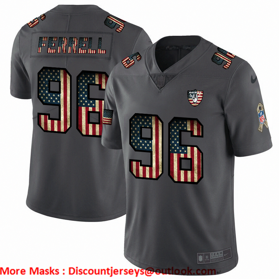 Personalized Raiders #96 Clelin Ferrell 2018 Salute To Service Retro USA Flag Limited NFL Jersey