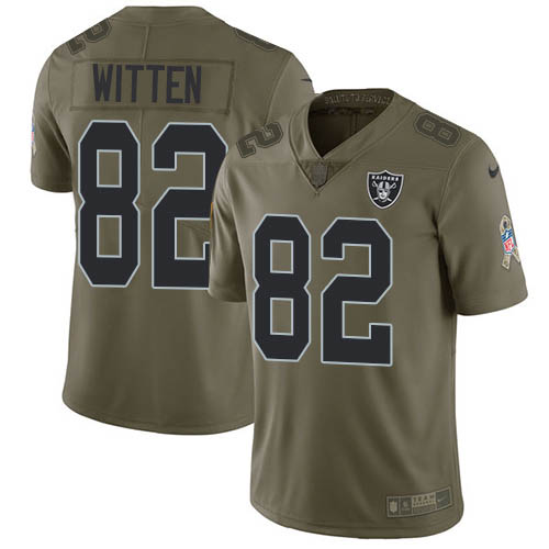 Personalized Raiders #82 Jason Witten Olive Men’s Stitched NFL Limited 2017 Salute To Service Jersey