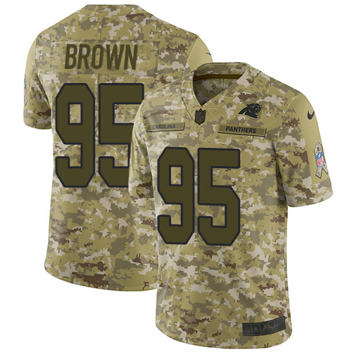 Personalized Panthers #95 Derrick Brown Camo Men’s Stitched NFL Limited 2018 Salute To Service Jersey