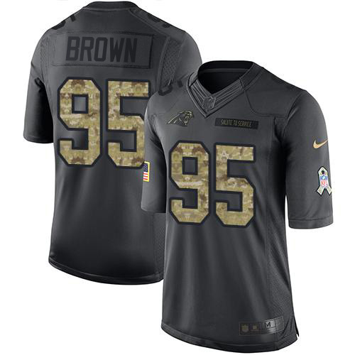 Personalized Panthers #95 Derrick Brown Black Men’s Stitched NFL Limited 2016 Salute to Service Jersey