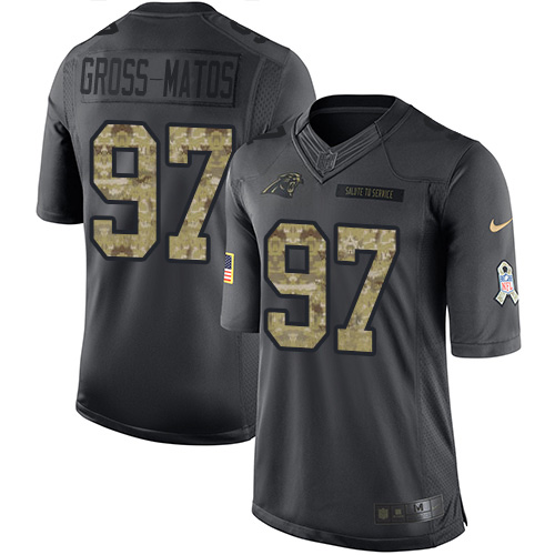 Personalized Panthers #97 Yetur Gross-Matos Black Men’s Stitched NFL Limited 2016 Salute to Service Jersey