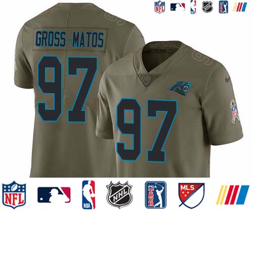Personalized Panthers #97 Yetur Gross-Matos Olive Men’s Stitched NFL Limited 2017 Salute To Service Jersey