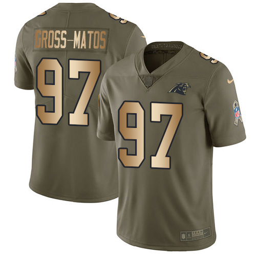 Personalized Panthers #97 Yetur Gross-Matos Olive Gold Men’s Stitched NFL Limited 2017 Salute To Service Jersey