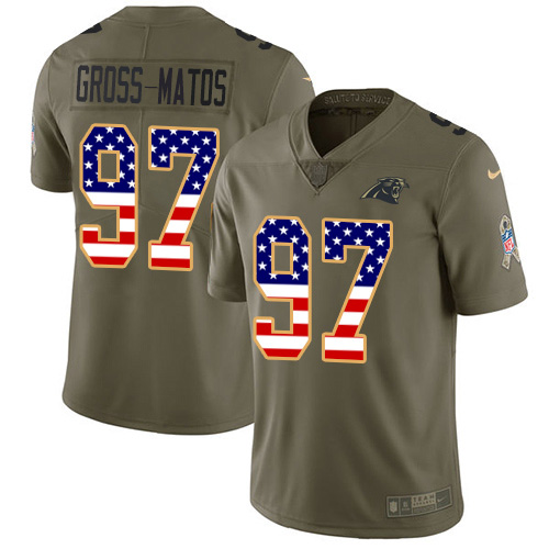 Personalized Panthers #97 Yetur Gross-Matos Oliv USA Flag Men’s Stitched NFL Limited 2017 Salute To Service Jersey