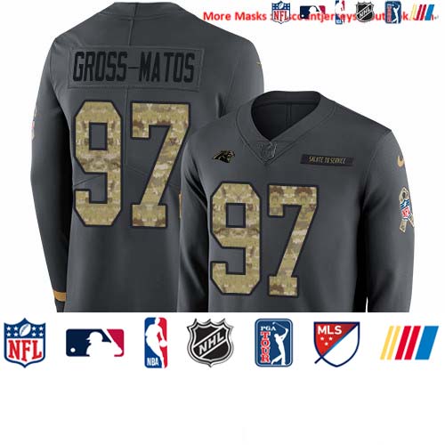 Personalized Panthers #97 Yetur Gross-Matos Anthracite Salute to Service Men’s Stitched NFL Limited Therma Long Sleeve Jersey