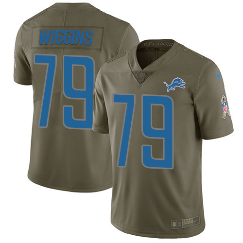Personalized Lions #79 Kenny Wiggins Olive Men’s Stitched NFL Limited 2017 Salute To Service Jersey