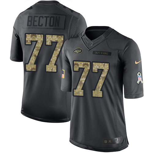 Personalized Jets #77 Mekhi Becton Black Men’s Stitched NFL Limited 2016 Salute to Service Jersey