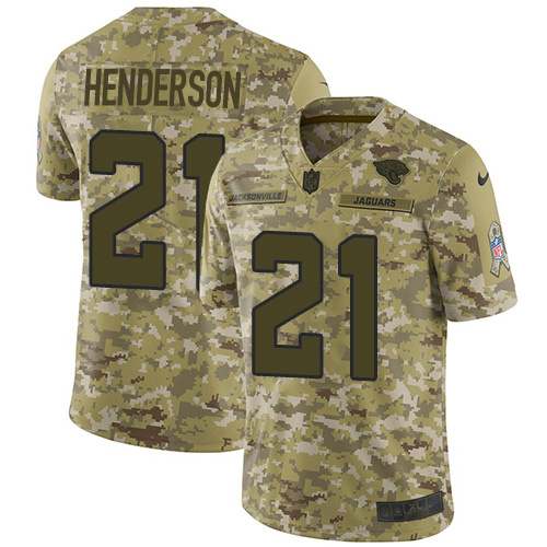 Personalized Jaguars #21 C.J. Henderson Camo Men’s Stitched NFL Limited 2018 Salute To Service Jersey