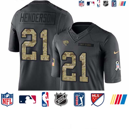 Personalized Jaguars #21 C.J. Henderson Black Men’s Stitched NFL Limited 2016 Salute to Service Jersey