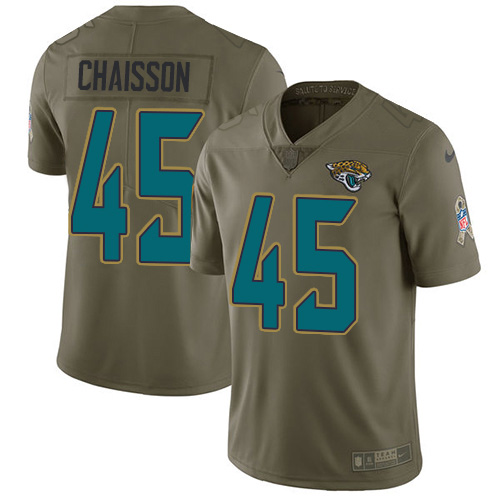 Personalized Jaguars #45 K’Lavon Chaisson Olive Men’s Stitched NFL Limited 2017 Salute To Service Jersey