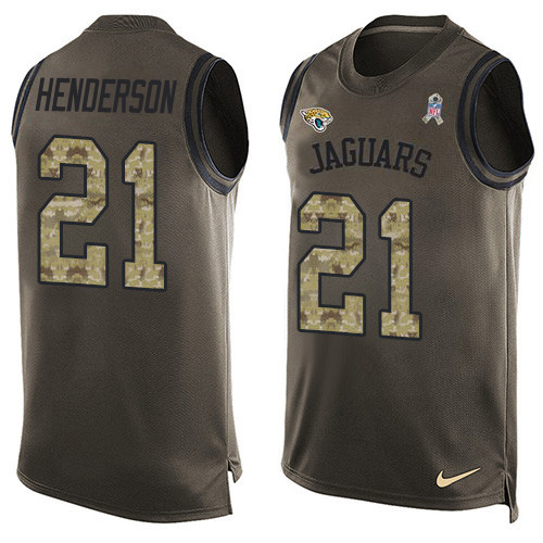 Personalized Jaguars #21 C.J. Henderson Green Men’s Stitched NFL Limited Salute To Service Tank Top Jersey