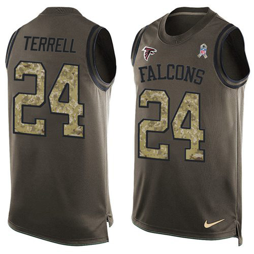 Personalized Falcons #24 A.J. Terrell Green Men’s Stitched NFL Limited Salute To Service Tank Top Jersey