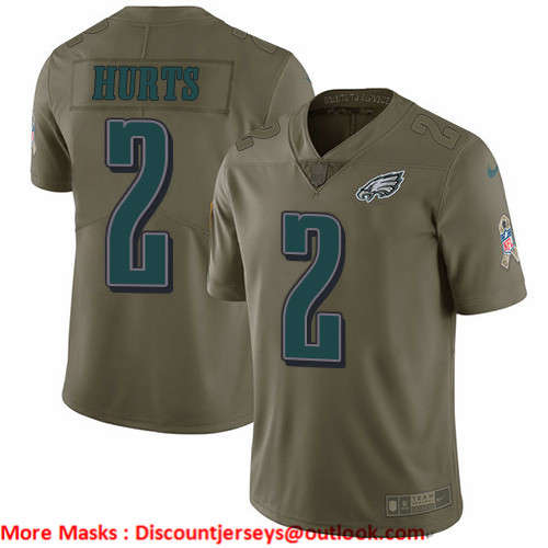 Personalized Eagles #2 Jalen Hurts Olive Men’s Stitched NFL Limited 2017 Salute To Service Jersey