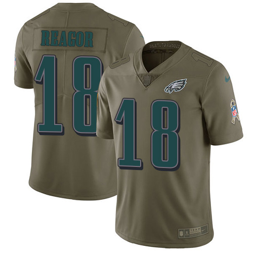 Personalized Eagles #18 Jalen Reagor Olive Men’s Stitched NFL Limited 2017 Salute To Service Jersey