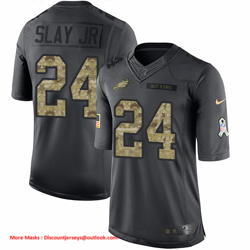 Personalized Eagles #24 Darius Slay Jr Black Men’s Stitched NFL Limited 2016 Salute to Service Jersey