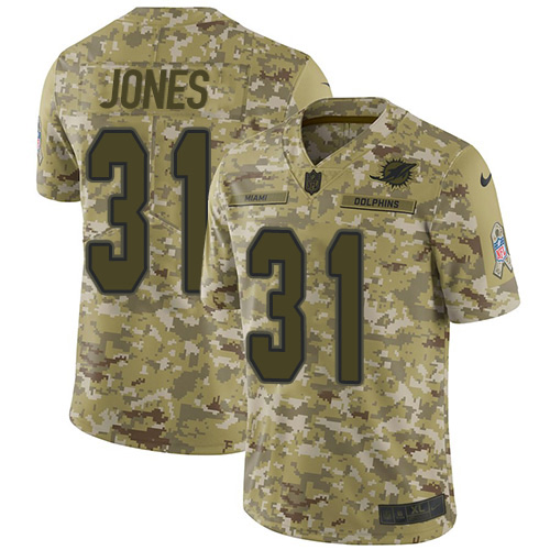 Personalized Dolphins #31 Byron Jones Camo Men’s Stitched NFL Limited 2018 Salute To Service Jersey