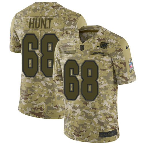 Personalized Dolphins #68 Robert Hunt Camo Men’s Stitched NFL Limited 2018 Salute To Service Jersey