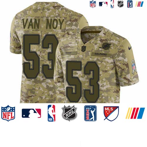 Personalized Dolphins #53 Kyle Van Noy Camo Men’s Stitched NFL Limited 2018 Salute To Service Jersey