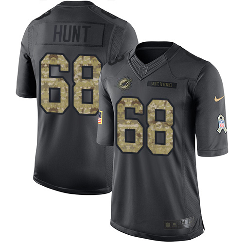 Personalized Dolphins #68 Robert Hunt Black Men’s Stitched NFL Limited 2016 Salute to Service Jersey