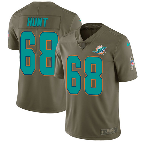 Personalized Dolphins #68 Robert Hunt Olive Men’s Stitched NFL Limited 2017 Salute To Service Jersey