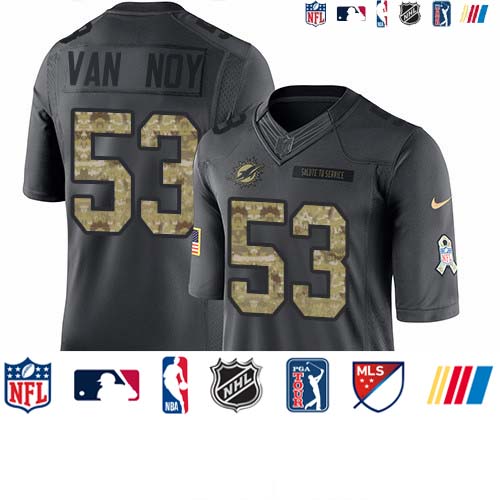 Personalized Dolphins #53 Kyle Van Noy Black Men’s Stitched NFL Limited 2016 Salute to Service Jersey