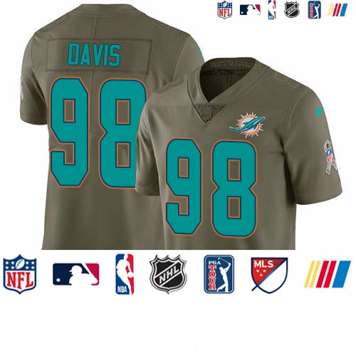 Personalized Dolphins #98 Raekwon Davis Olive Men’s Stitched NFL Limited 2017 Salute To Service Jersey