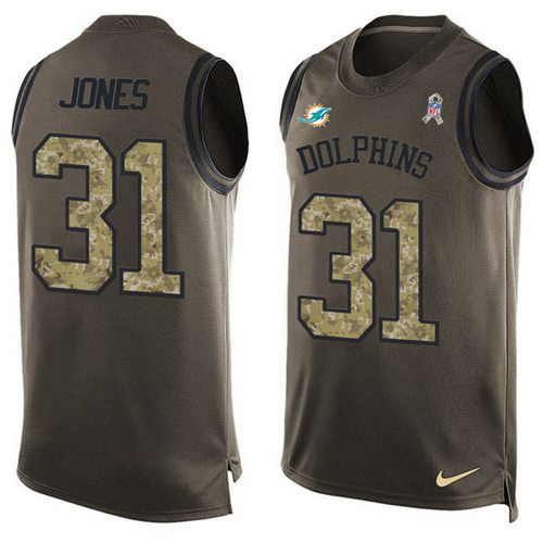 Personalized Dolphins #31 Byron Jones Green Men’s Stitched NFL Limited Salute To Service Tank Top Jersey