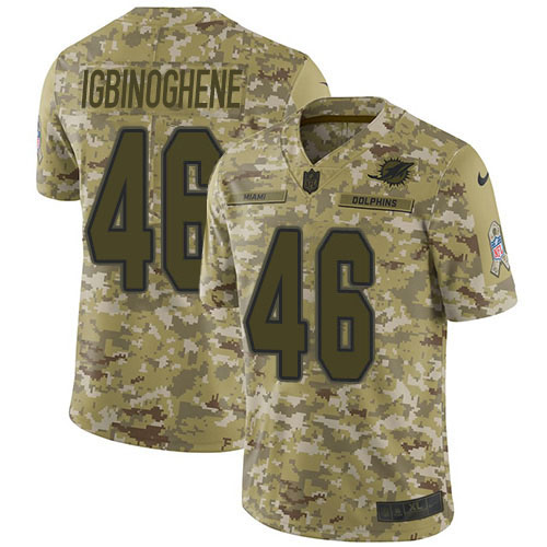 Personalized Dolphins #46 Noah Igbinoghene Camo Men’s Stitched NFL Limited 2018 Salute To Service Jersey