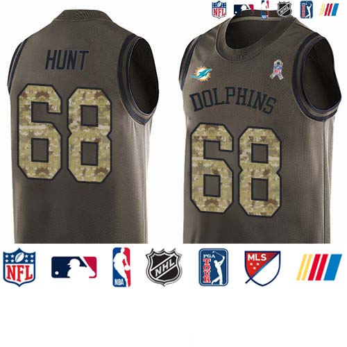 Personalized Dolphins #68 Robert Hunt Green Men’s Stitched NFL Limited Salute To Service Tank Top Jersey
